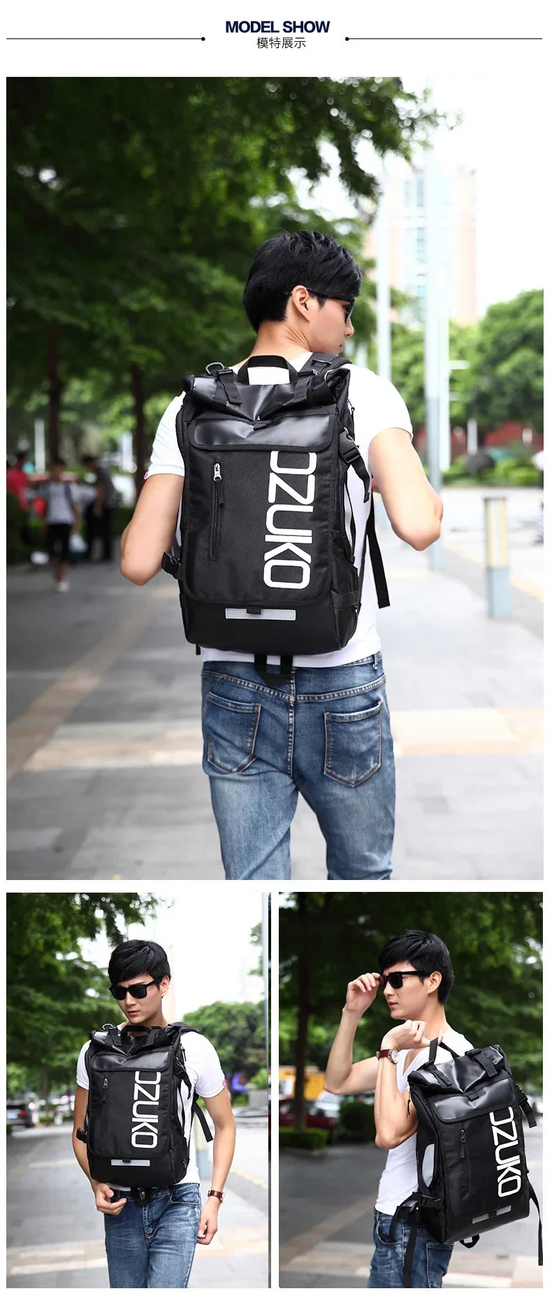 OZUKO Schoolbag for Teenager 15.6 inch Laptop Water Backpack 49*28*14 Men Student Backpacks Male Travel Mochila Fashion
