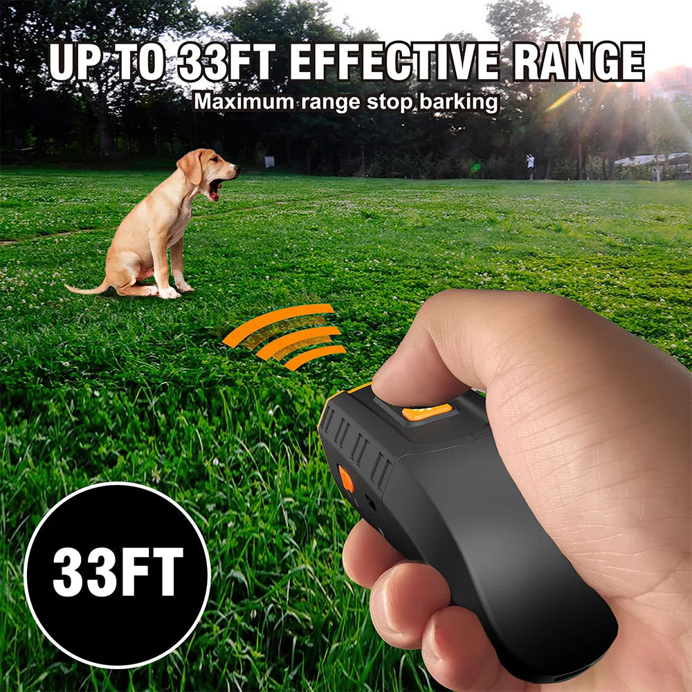 Pet Dog Repeller Rechargeable Ultrasonic Dog Training Tool Anti Bark Deterrent Device Stop-Barking Trainer with LED Flashlight