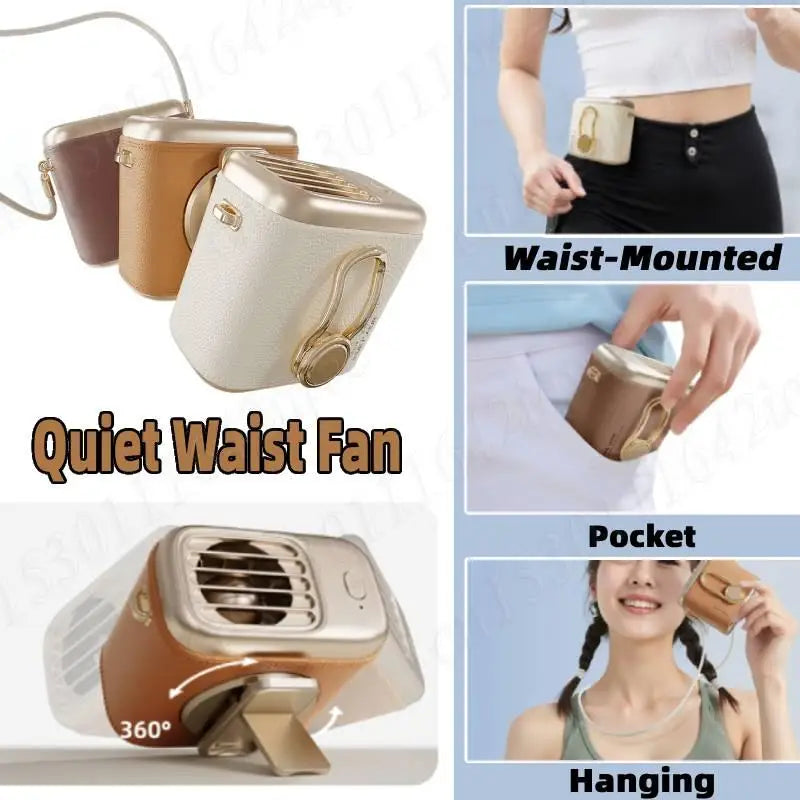 Waist/Neck Desktop Fan Portable Air Cooling Fan 4000mAh Clip-on Air Conditioner Fans Auto Ventilator Quiet Neckband Fan Cooler