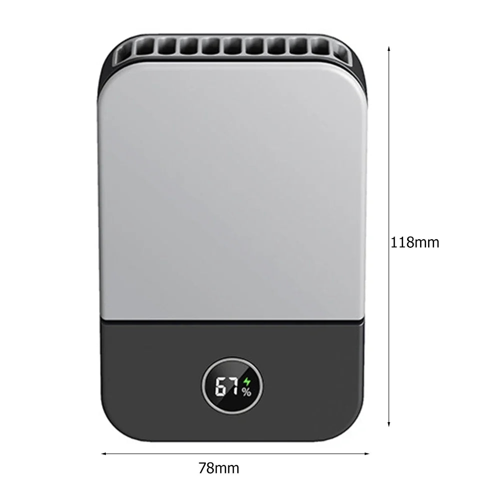 Portable USB Rechargeable 3 Speed Mute Personal Waist Clip on Summer Air Cooler Mini Digital Display Hanging Neck Fan