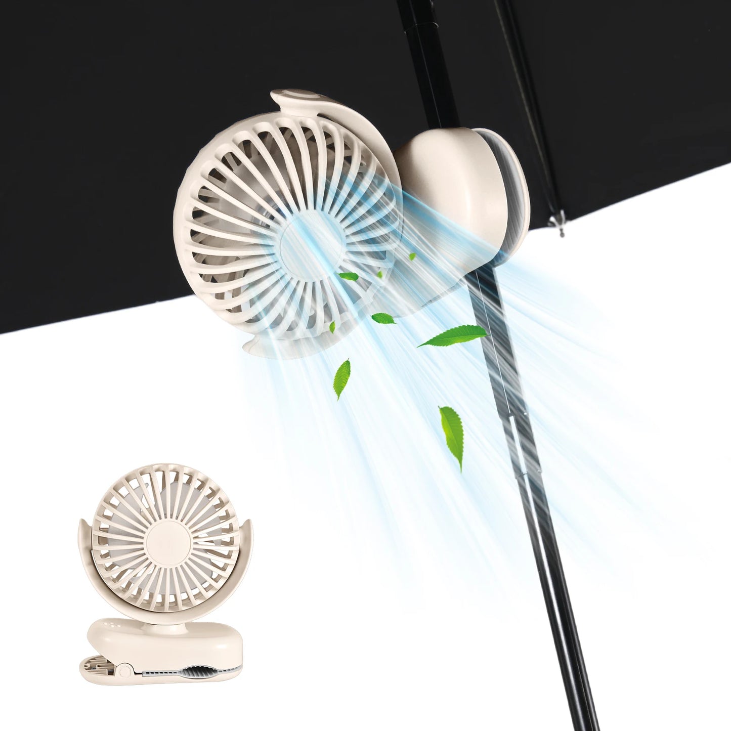 Eary Portable Clip On Fan With 2000 mAh Battery 3 Speed Wind 360° Rotate Lightweight Quiet Fan Air Cooling Fan For Outdoor Home