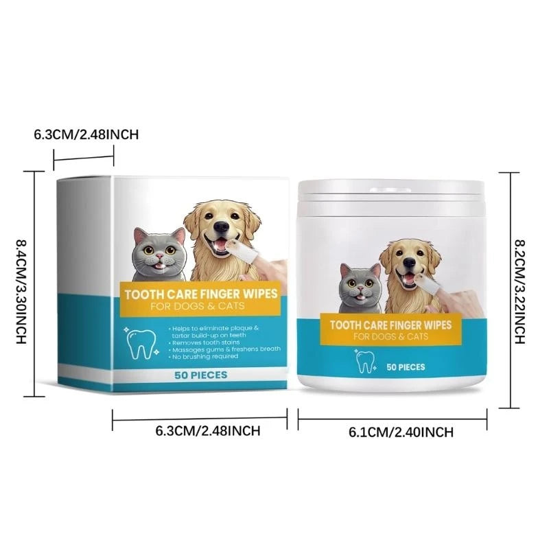 50pcs Pet Teeth Care Finger Wipes Daily Use Dog Cats Dental Care Finger Sleeves .Y5GA
