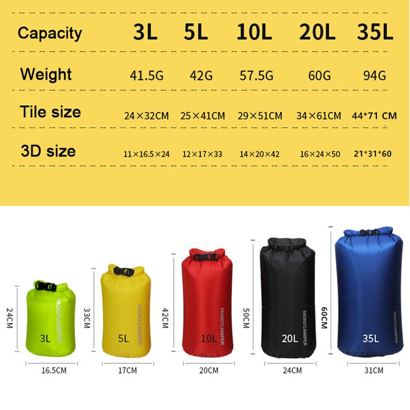 Dry Bag 30D Nylon Ultralight Drifting Swimming Debris Clothes Sleeping Bag Storage Bag Waterproof Swimming Camping Sport Bag