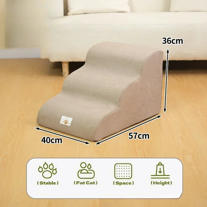 Pet 3 Step Stair Dog/Cat Ramp Ladder High Elasticity Sponge Dogs Sofa Removable and Washable Training Pet Non-Slip Ramp Stairs