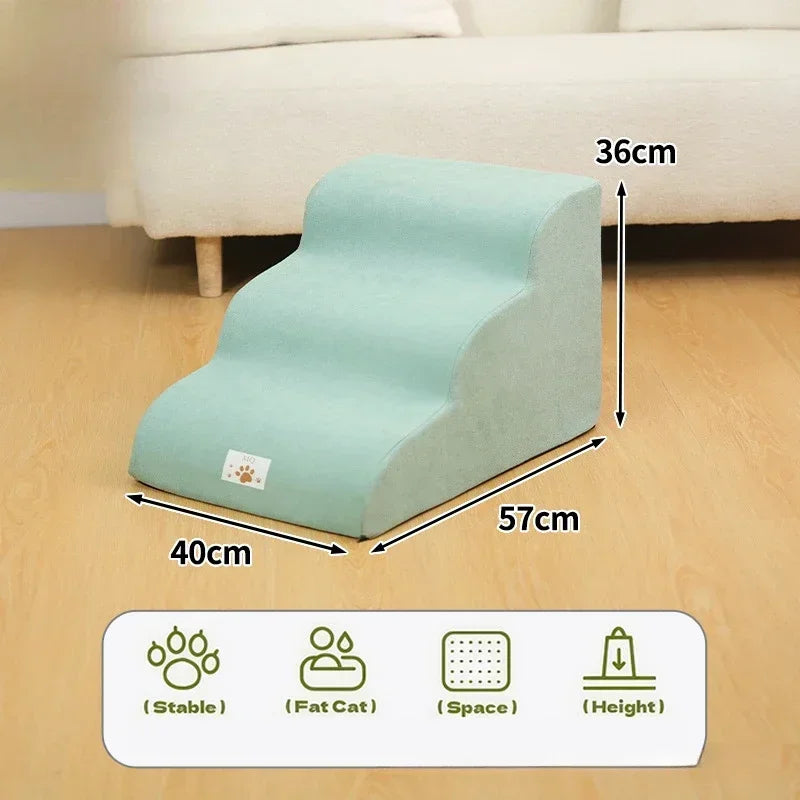 Pet 3 Step Stair Dog/Cat Ramp Ladder High Elasticity Sponge Dogs Sofa Removable and Washable Training Pet Non-Slip Ramp Stairs