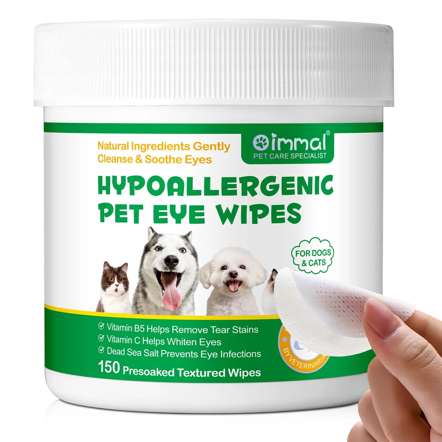 Pet Ear Relief Finger Wipes for Dogs and Cats Gently Removes Wax Dirt & Debris Reduces Inflammation Itching Prevents Infections