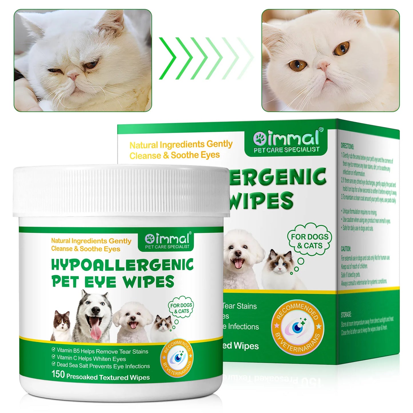 Pet Ear Relief Finger Wipes for Dogs and Cats Gently Removes Wax Dirt & Debris Reduces Inflammation Itching Prevents Infections
