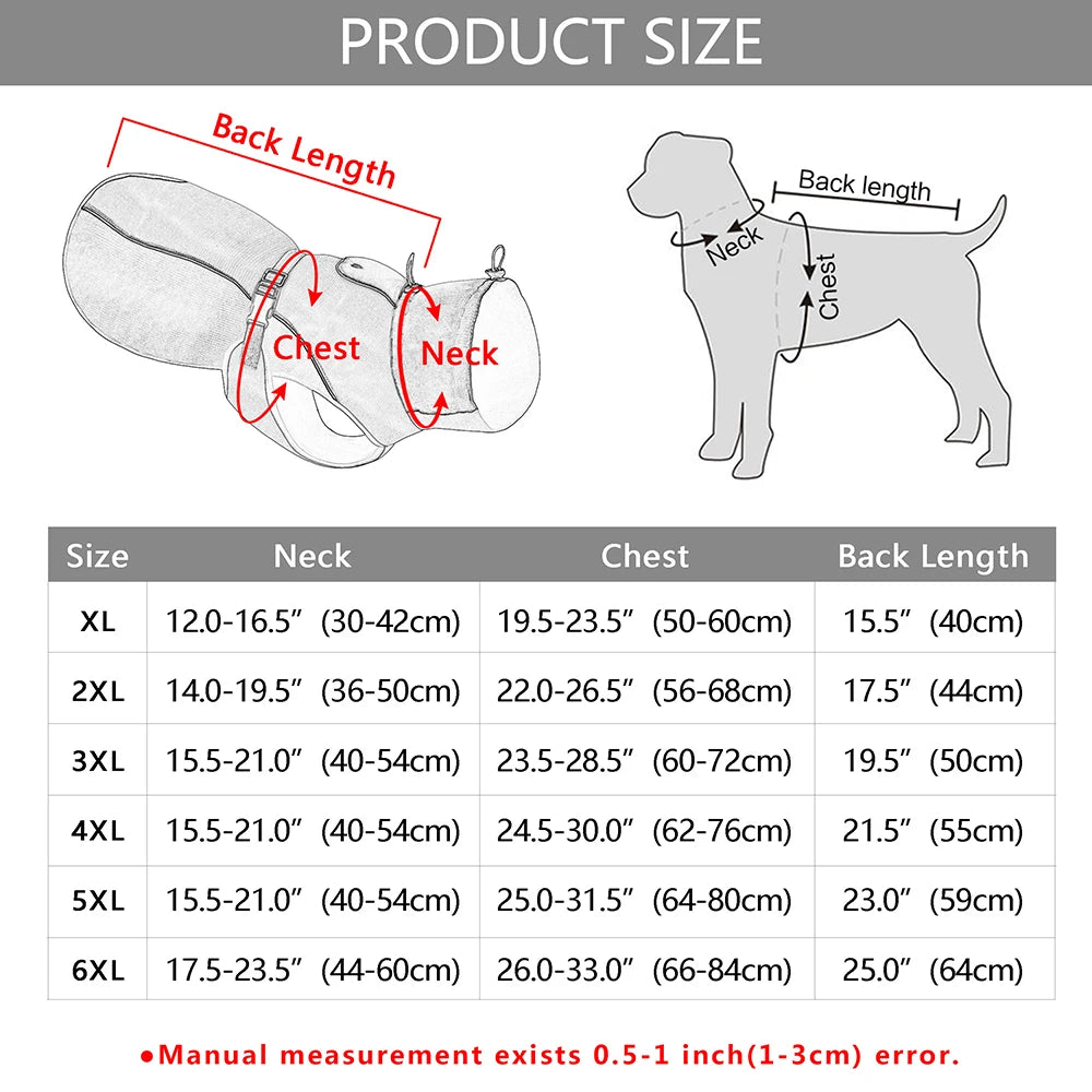 Winter Warm Big Dog Clothes Jacket Waterproof Large Dog Coat Vest Reflective Pet Raincoat Clothing For Medium Large Dogs XL-6XL
