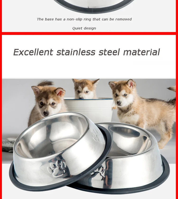 Stainless Steel Pet Bowls for Dogs and Cats - 6 Sizes (XS to XXL) - Feeding and Water Dishes