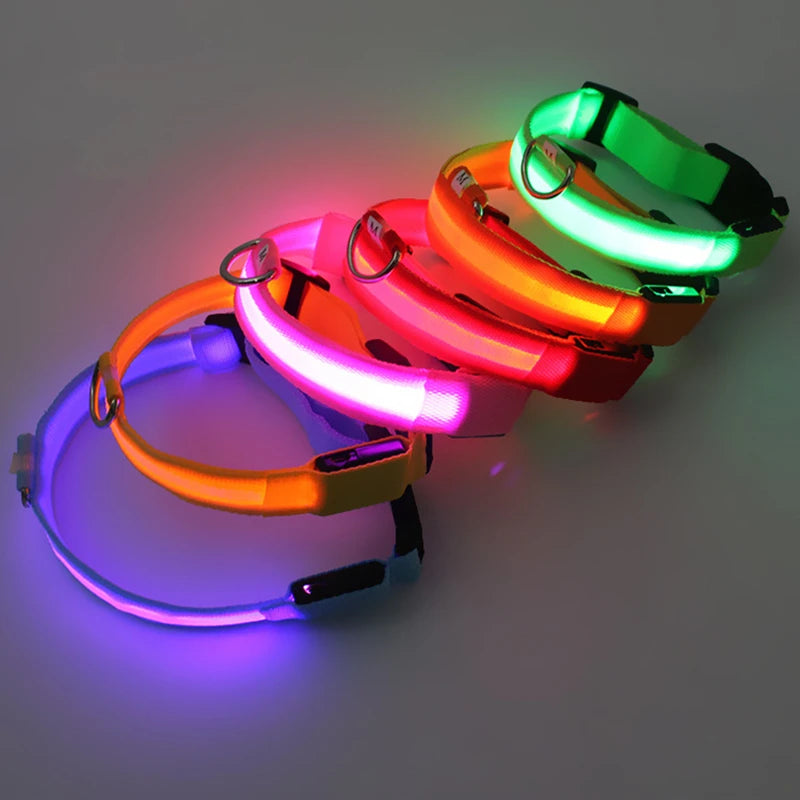 LED Glowing Dog Collar Adjustable Flashing Rechargea Luminous Collar Night Anti-Lost Dog Light HarnessFor Small Dog Pet Products