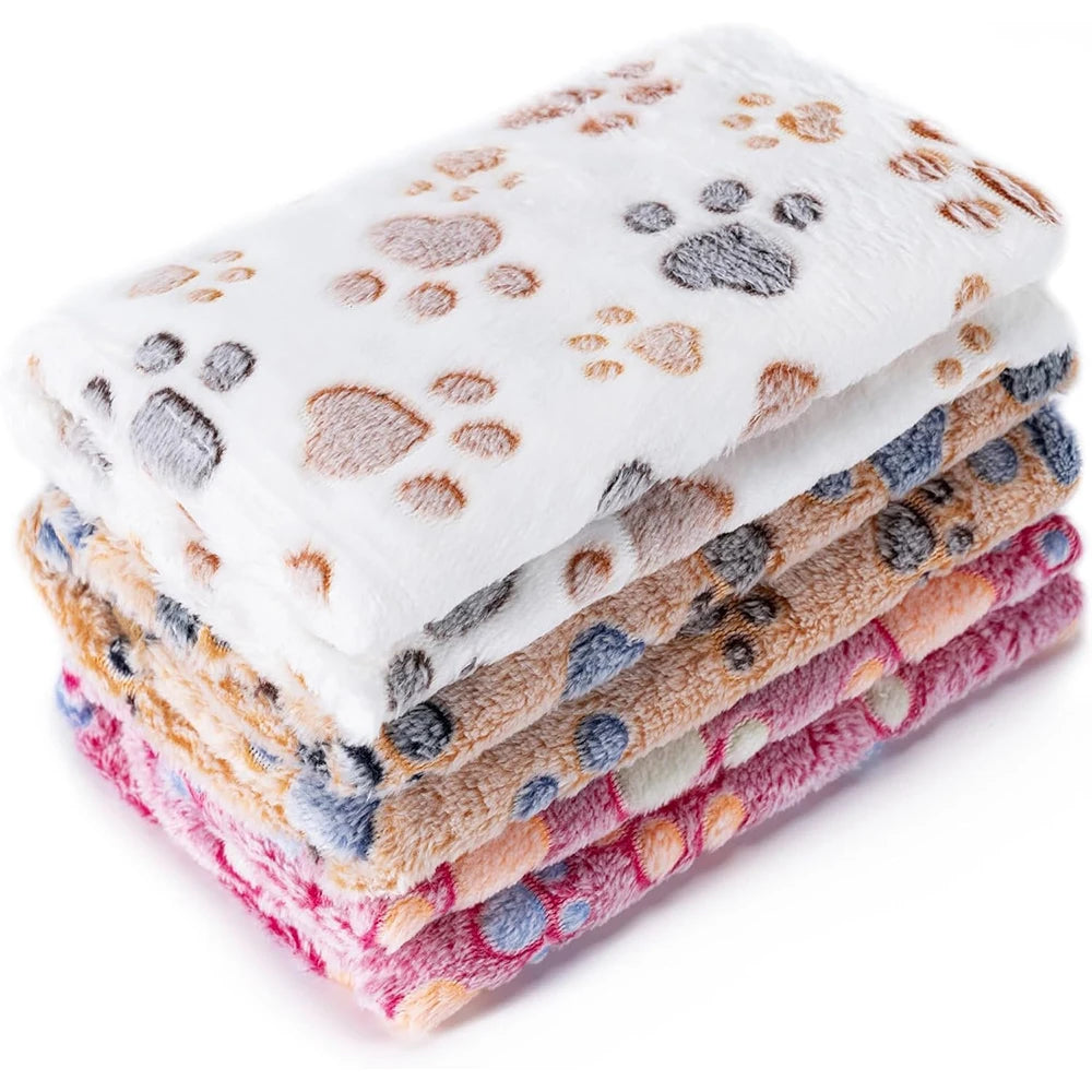 Soft Fluffy Pet Blanket High Quality Cute Dog Cat Paw Print Thick Coral Fleece Blankets Pet Mat Warm and Comfortable Thermal Pad