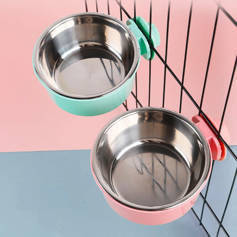 Hanging Stainless Steel Pet Food Bowl - 2-in-1 Detachable Design