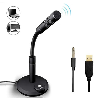 USB Desktop Microphone 3.5Mm Omnidirectional PC Laptop Computer Mic for Computer Gaming Recording Chatting Singing Meeting-ADS1501