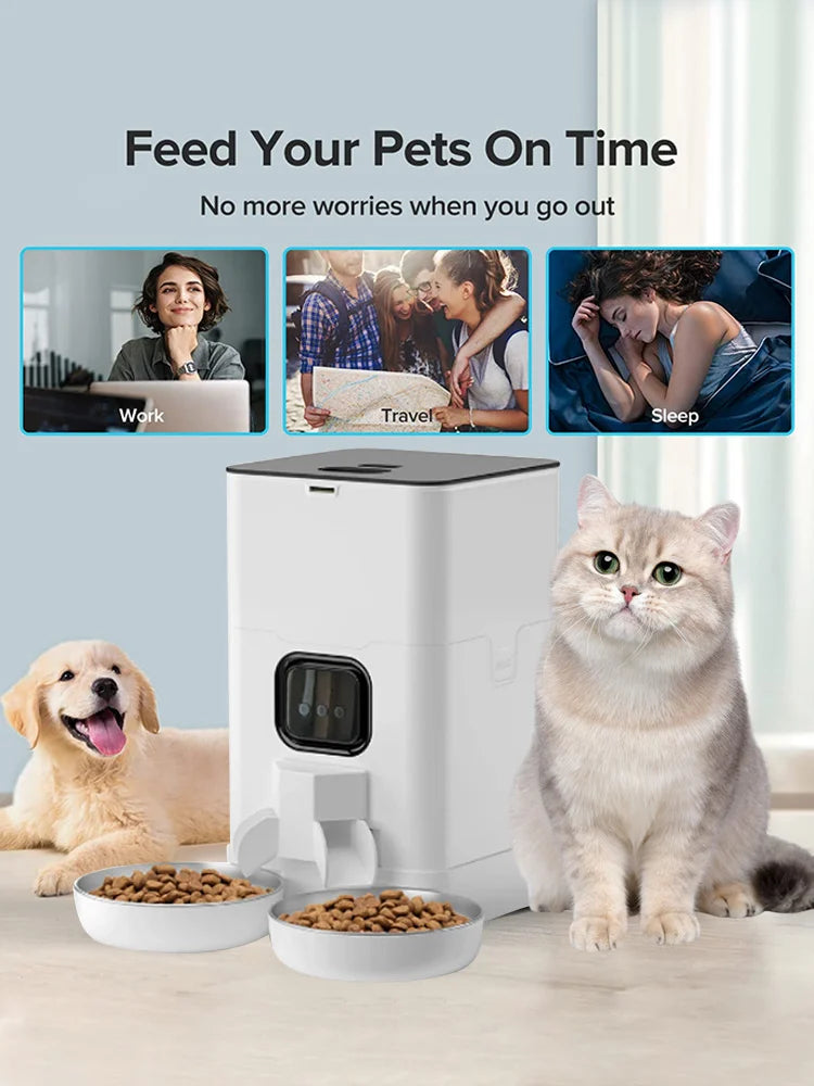 WiFi Smart Pet Feeder - 6L Capacity with Stainless Steel Bowls