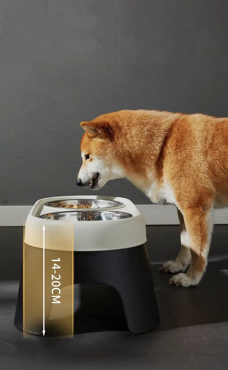 Stainless Steel Raised Dog Bowl - Anti-Knock Elevated Feeder