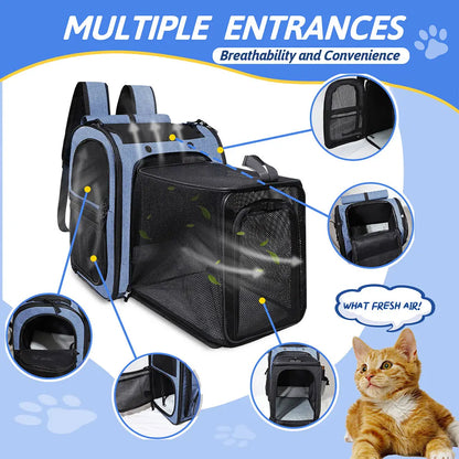 Expandable Foldable Pet Backpack - Ideal for Small Dogs and Cats, Spacious and Convenient with Zipper Closure