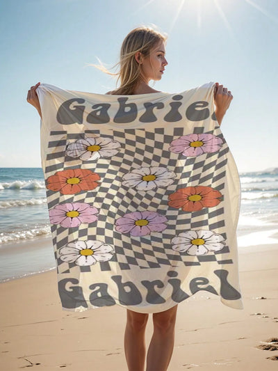 1pc Custom Name Beach Towel,  Pool Towel, Personalized Name Beach Towel, Personalized Bath Towel, Letter Combination Beach Towel