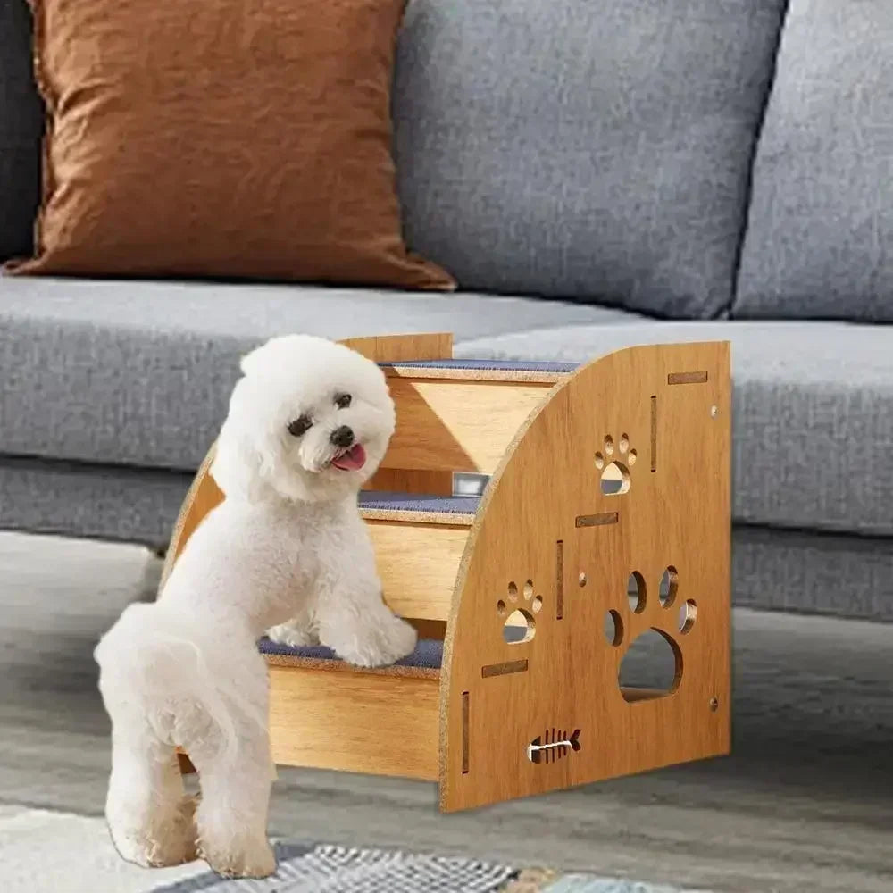 Pet Stairs For Bed Dog Steps Pet Stairs Dog Ramp High Bed Climbing Dog Bed Steps Non-Slip Wooden Dog Stairs For
