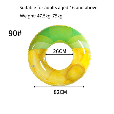 PVC Thickened Inflatable Adults Swimming Ring Fruit Lemon Swim Circle Pool Float Summer Beach Party Floating Circle on Water