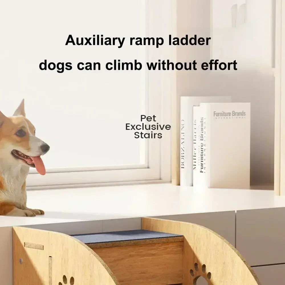 Pet Stairs For Bed Dog Steps Pet Stairs Dog Ramp High Bed Climbing Dog Bed Steps Non-Slip Wooden Dog Stairs For