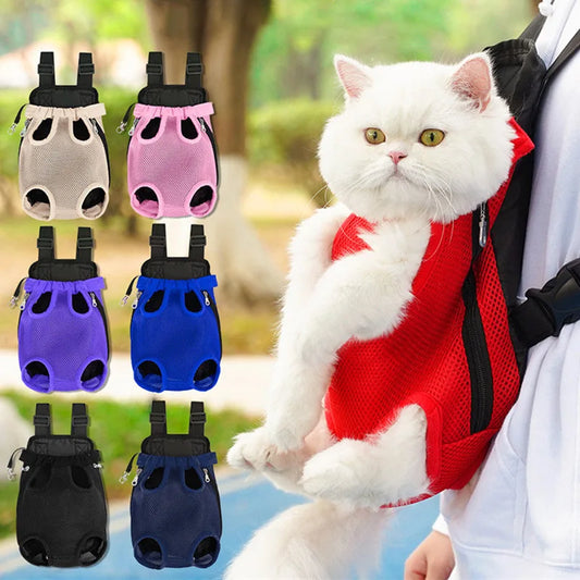 Adjustable Dog Front Carrier Legs Out Dog Breathable Portable Travel Pet Dog Carrier Backpack Mesh Carrier for Dog Cats Outdoor