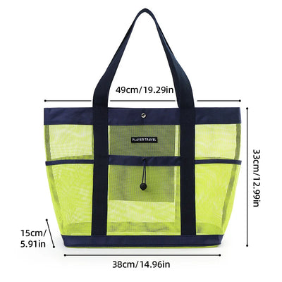 Quick Dry Beach Swimming Shoulder Bag Large Capacity Mesh Wash Bag Multiple Pockets Summer Drawstring Bathing Washing Handbag