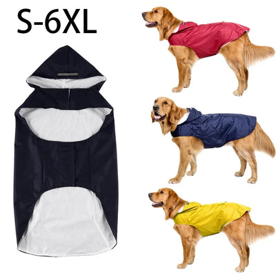 Large Pet Dog Face Raincoat Waterproof Polyester Safety Reflective Stripe Rain Jacket for Golden Retriever Labrador Husky S-6XL