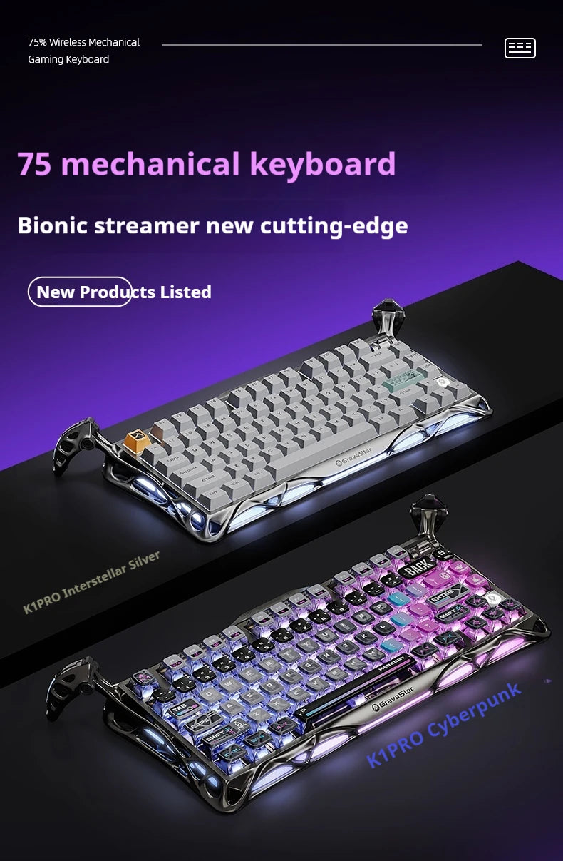 75k1 Pro Gaming  Mechanical Keyboard 79-Key Tri-Mode Connection Full-Key Hot-Swappable Aluminum Shell Fps Esports Games Keyboard