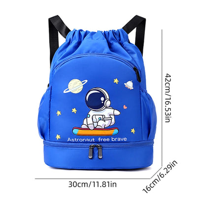 Kids Swimming Backpack Children Dry Wet Sports Gym Fitness Bag Waterproof Beach Shoulder Rucksack  Cartoon Travel Duffel Pack