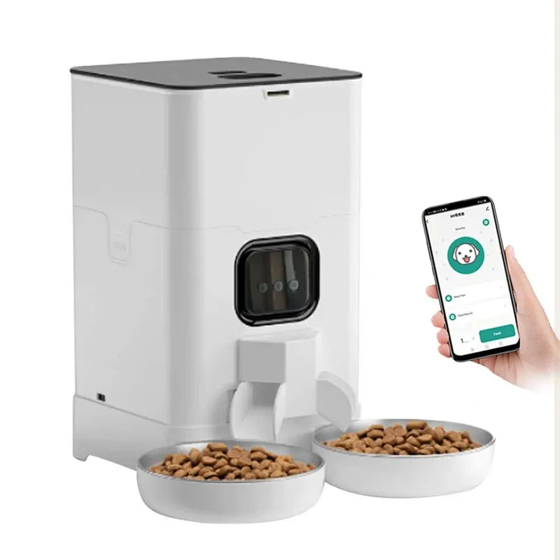 WiFi Smart Pet Feeder - 6L Capacity with Stainless Steel Bowls