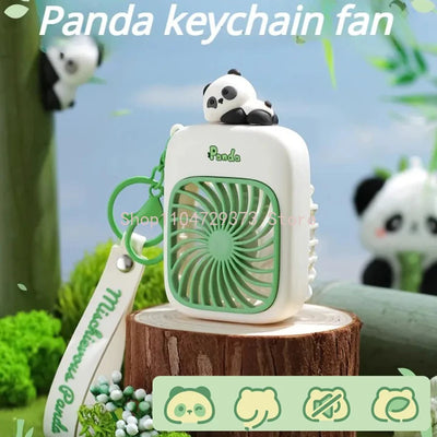 Portable Keychain Fan for Travel Small Cooling Mini Fans Rechargeable Cute Panda Travel Fan Handheld Fan Gift