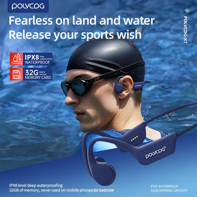 Bone Conduction Headset IPX8 32GB Bluetooth 5.3 Wireless Headset with Microphone Waterproof Swim 2024 New