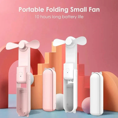 2000mAh Power Bank 3 Gears Portable Fan Super Mini Handheld Fan USB Rechargeable Fan Foldable Hand Held Small Pocket Fan