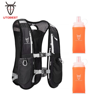 UTOBEST Running Hydration Vest 5L Lightweight Hydration Backpack with 2pcs 350ml Water Bottles for Bicycle Marathon Hiking