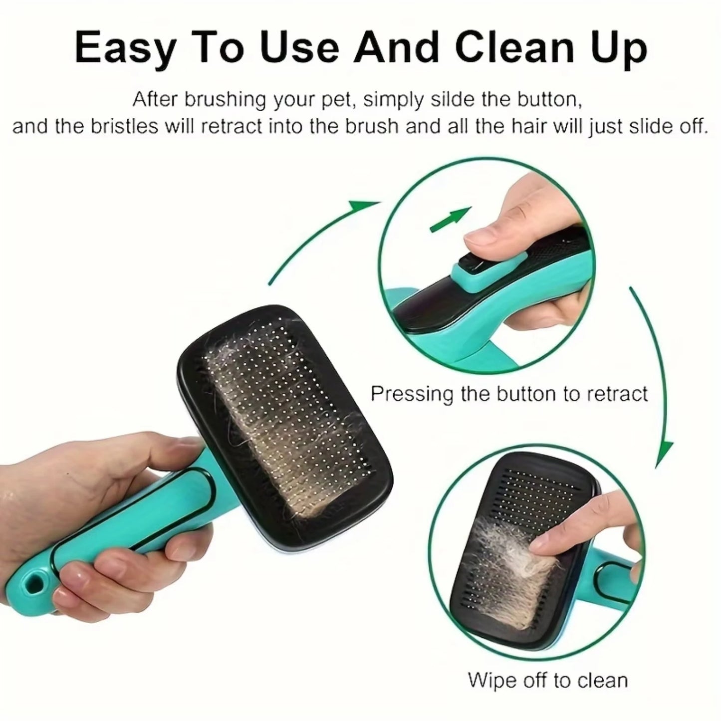 Self-Cleaning Slicker Brush for Dogs & Cats – Gentle Deshedding & Detangling Pet Grooming Brush with Push-Button Cleaning