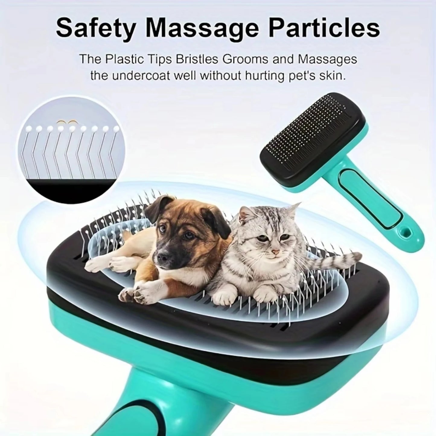 Self-Cleaning Slicker Brush for Dogs & Cats – Gentle Deshedding & Detangling Pet Grooming Brush with Push-Button Cleaning