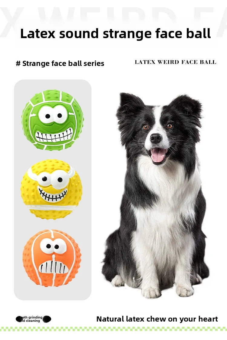 New Smiley Face Ball Latex Sound Toy Molar Teeth Cleaning Pet Latex Ball Dog Toy Pet Supplies