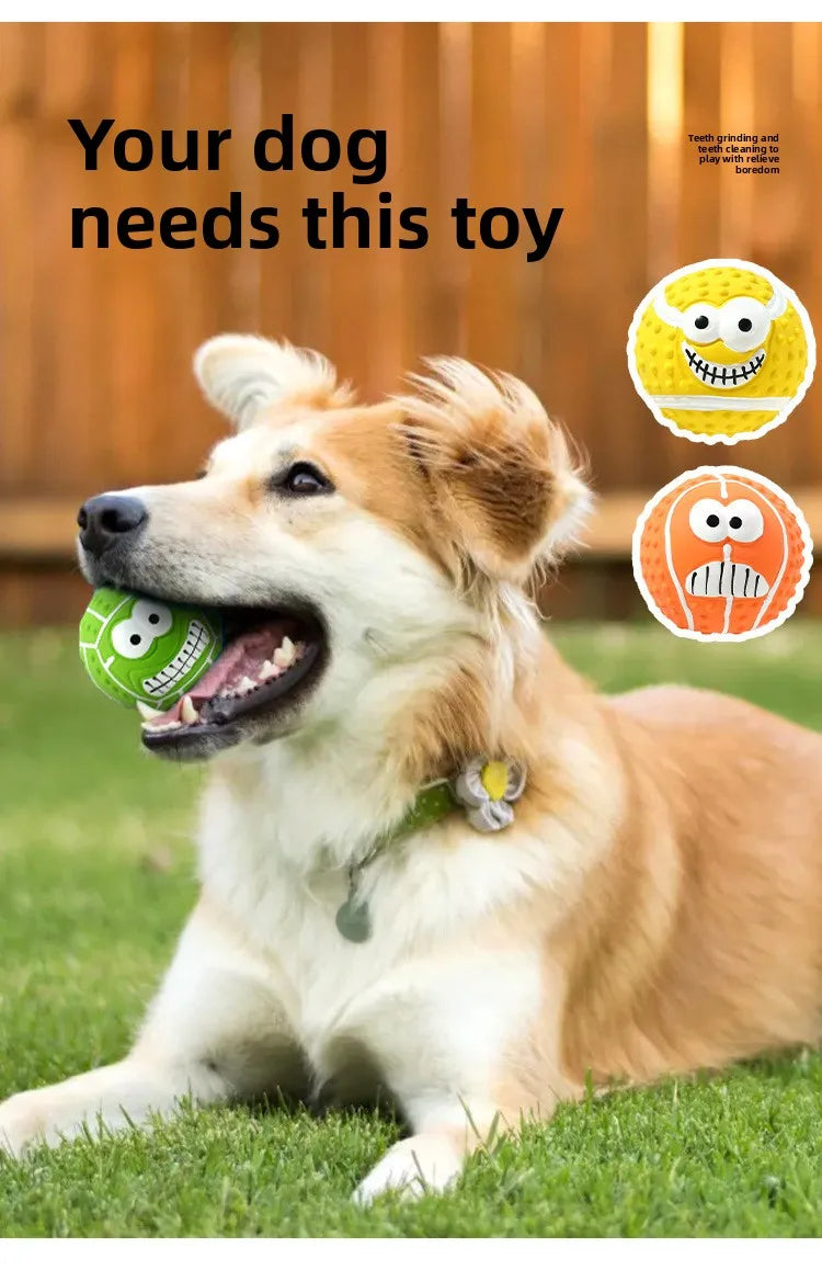 New Smiley Face Ball Latex Sound Toy Molar Teeth Cleaning Pet Latex Ball Dog Toy Pet Supplies