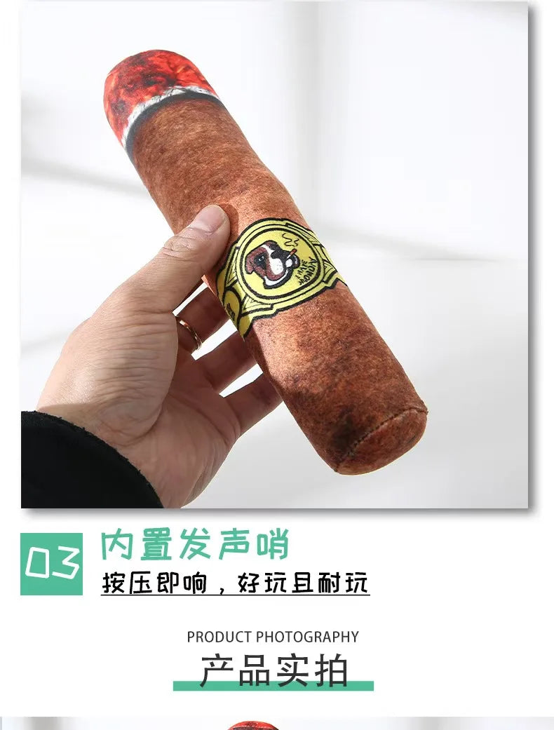 Funny Interactive Dog Toys - Cigar Design Plush Squeaky Pet Toys Grinding Teeth Creative Chew Toy For Small Medium Dog