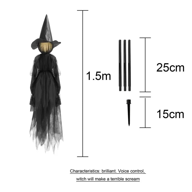 Halloween Colourful Glow Three Hand-Holding Witches Sound-activated hand-holding witch Halloween light up decoration props