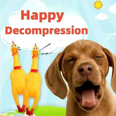 Novelty Yellow Screaming Chicken Dog Toy-Durable Rubber Squeaker for Boredom Relief Bite-Resistant Chew Toy for Small/Medium Dog
