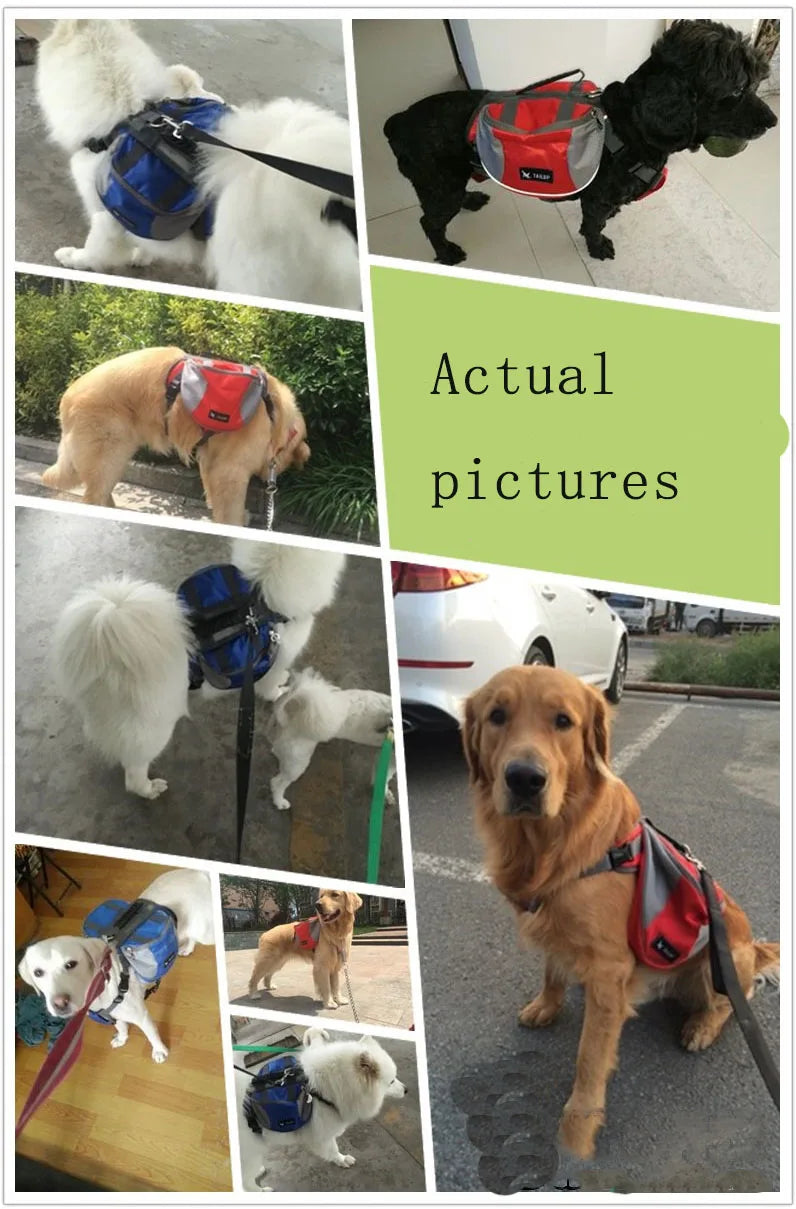 Oxford Fabric Outdoor Dog Backpack Double snack bag, dog training bag Waterproof Reflective Saddle Bag Medium Large Dog Tactical