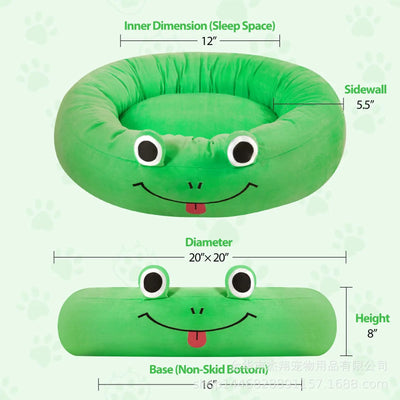 Frog octopus kennel dog bed medium small dog removable waterproof cover round nest plush pet mattress with non-slip