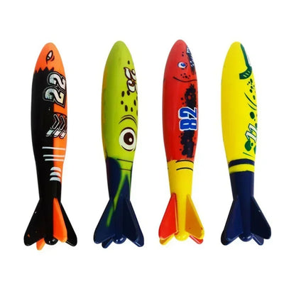 4Pcs/Set Diving Torpedo Underwater Swimming Pool Playing Toy Outdoor Sport Training Tool for Baby Kids Swimming Toy