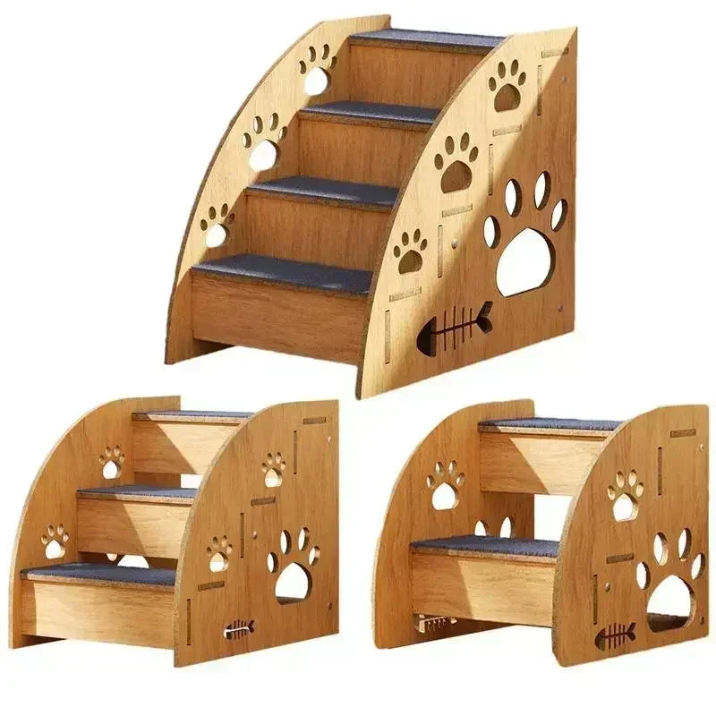 Pet Stairs For Bed Dog Steps Pet Stairs Dog Ramp High Bed Climbing Dog Bed Steps Non-Slip Wooden Dog Stairs For