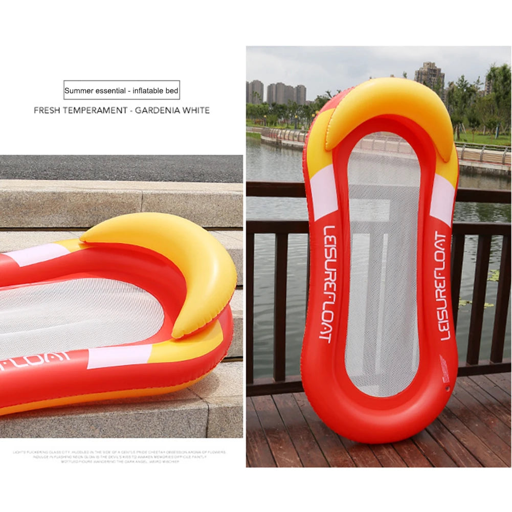 Inflatable Float Hammock floaties for adults Perfect for Poolside Lounging Swimming Pool Loungers Beds Foldable Striped Parties