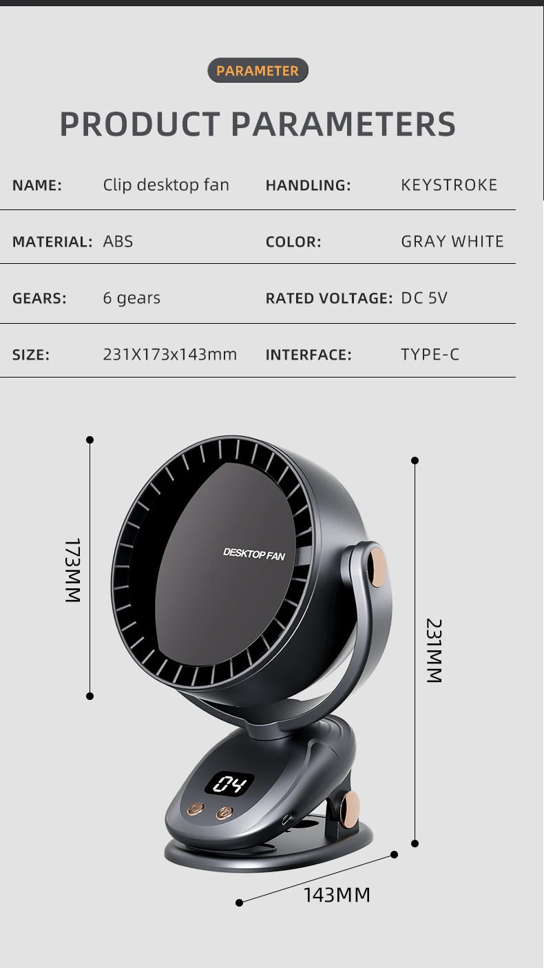 New USB Multi functional Leaveless Clip Fan Outdoor Camping Desktop Charging Wireless Fan