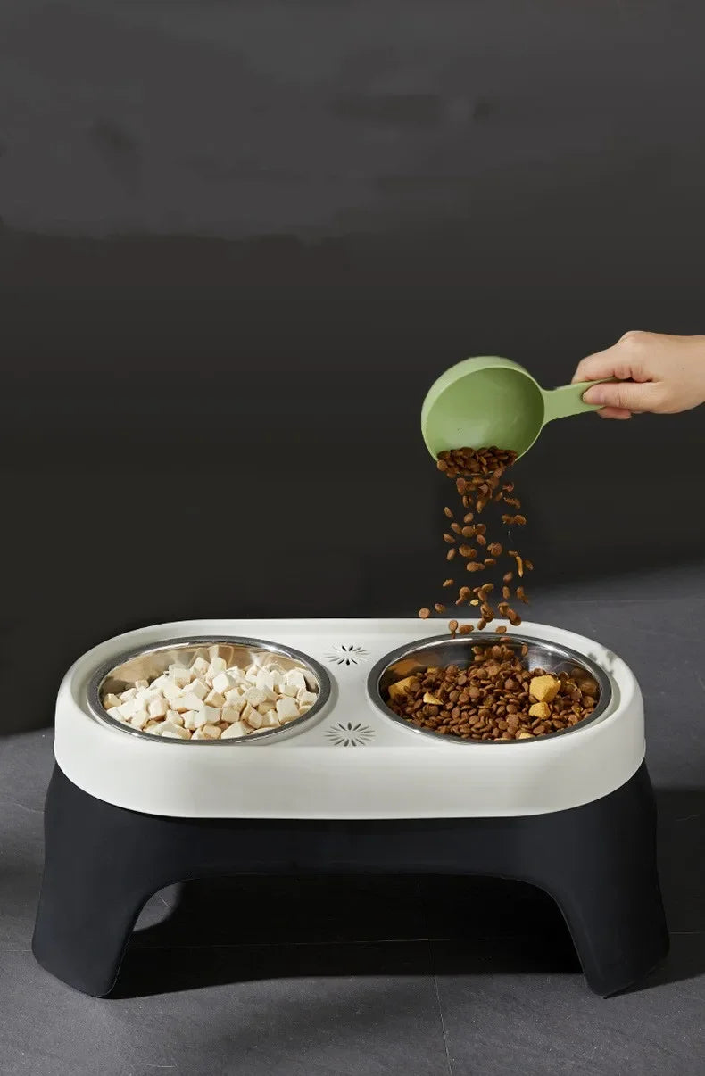 Stainless Steel Raised Dog Bowl - Anti-Knock Elevated Feeder
