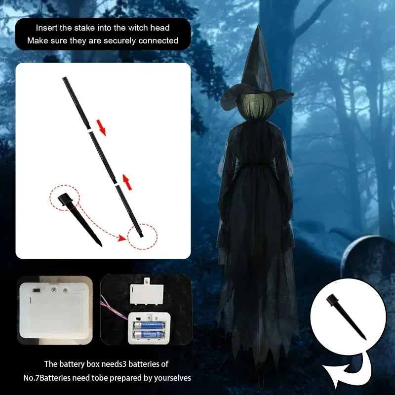 Halloween Colourful Glow Three Hand-Holding Witches Sound-activated hand-holding witch Halloween light up decoration props