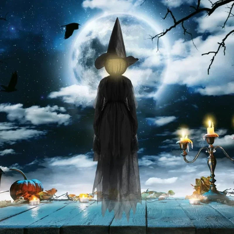 Halloween Colourful Glow Three Hand-Holding Witches Sound-activated hand-holding witch Halloween light up decoration props